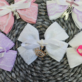 Large Double Lace Bow With Knot And Charm