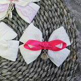 Large Double Lace Bow With Knot And Charm