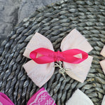 Large Double Lace Bow With Knot And Charm