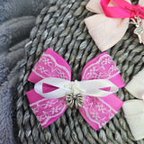 Large Double Lace Bow With Knot And Charm