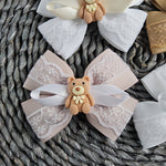 Large Double Lace Bow With Teddy