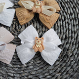 Large Double Lace Bow With Teddy