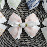 Large Double Lace Bow With Rosebud