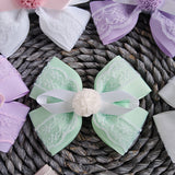 Large Double Lace Bow With Pompom