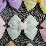Large Double Lace Bow With Pompom