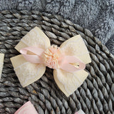 Large Double Lace Bow With Pompom