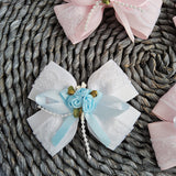Large Double Lace Bow With Rose Cluster