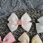 Large Double Lace Bow With Gem
