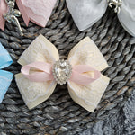 Large Double Lace Bow With Charm