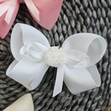 Boutique Bow With Lace pompom/roses