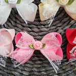 Mini Boutique Bow With Lace And Rose