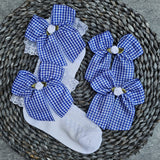 Sock and Bow set age 4-7 Royal blue