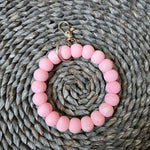 Pink Marble Silicone Bead Wristlet Keychain