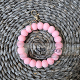 Pink Marble Silicone Bead Wristlet Keychain