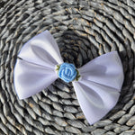 Hand embroidered bow 4" Clip