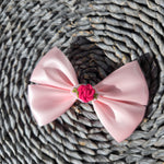 Hand embroidered bow 4" Clip