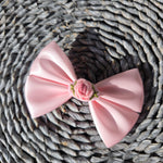 Hand embroidered bow 4" Clip