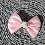 Hand embroidered bow 4" Clip