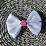 Hand embroidered bow 4" Clip