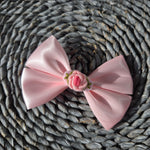 Hand embroidered bow 4" Clip