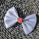 Hand embroidered bow 4" Clip