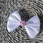 Hand embroidered bow 4" Clip