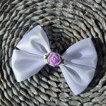 Hand embroidered bow 4" Clip