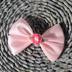 Hand embroidered bow 4" Clip