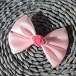 Hand embroidered bow 4" Clip